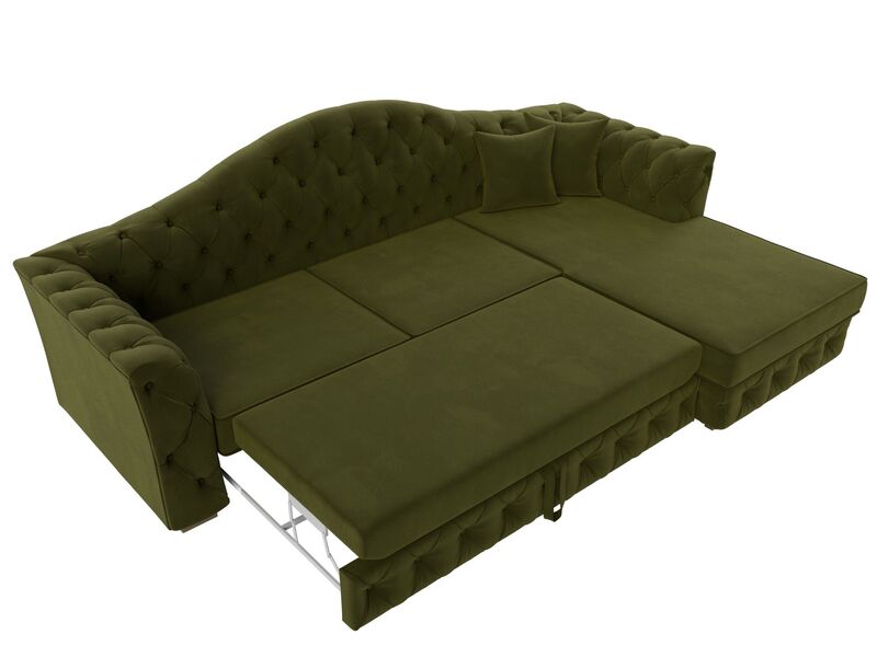 Диван угловой Артис правый угол, Микровельвет, Зеленый