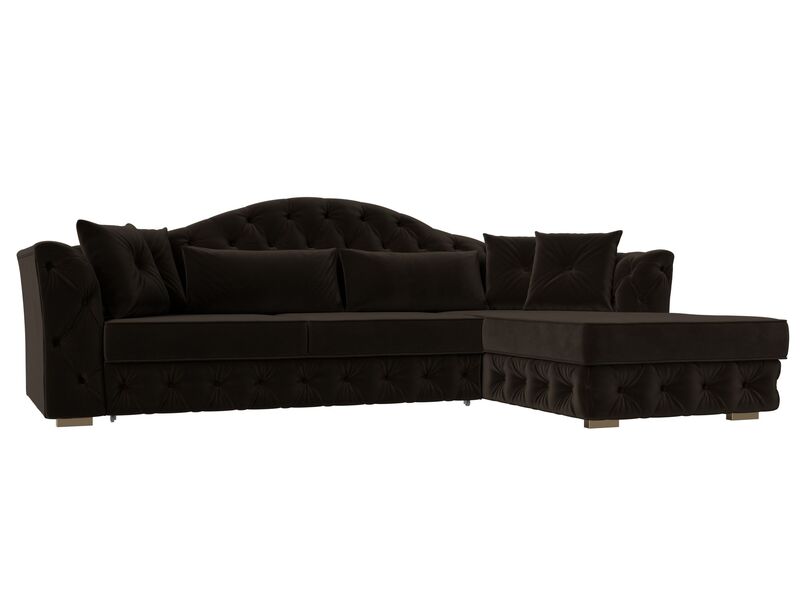 Диван угловой Артис правый угол, Микровельвет, Коричневый