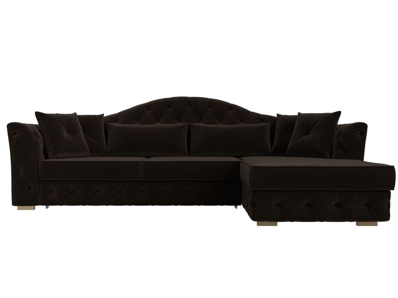 Диван угловой Артис правый угол, Микровельвет, Коричневый