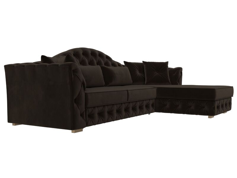Диван угловой Артис правый угол, Микровельвет, Коричневый