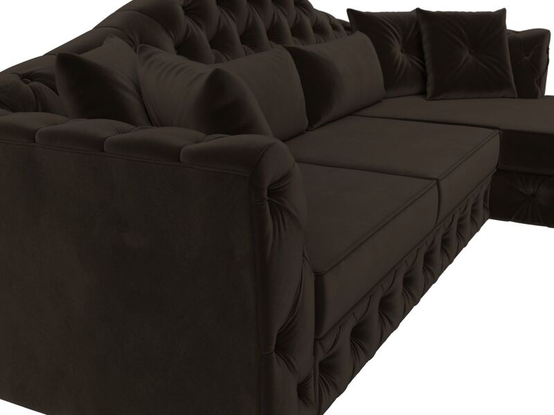 Диван угловой Артис правый угол, Микровельвет, Коричневый