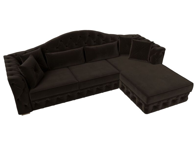 Диван угловой Артис правый угол, Микровельвет, Коричневый