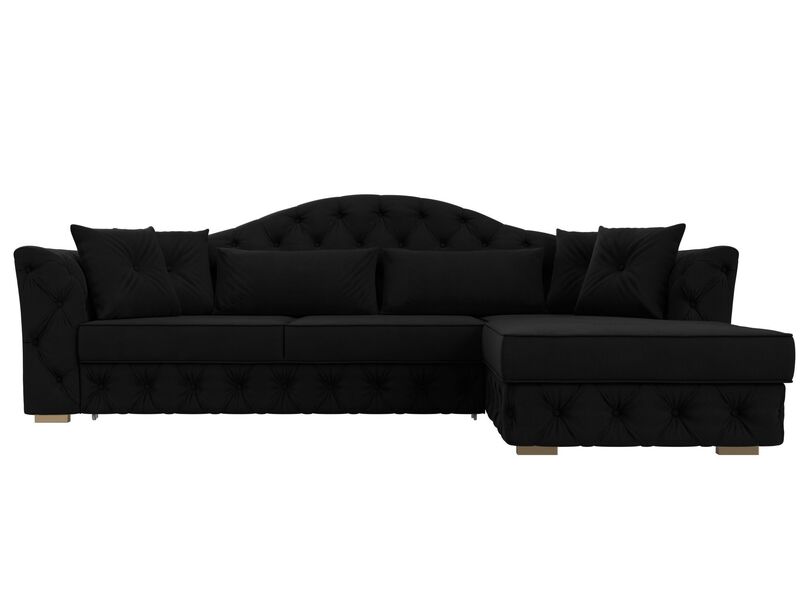 Диван угловой Артис правый угол, Микровельвет, Черный