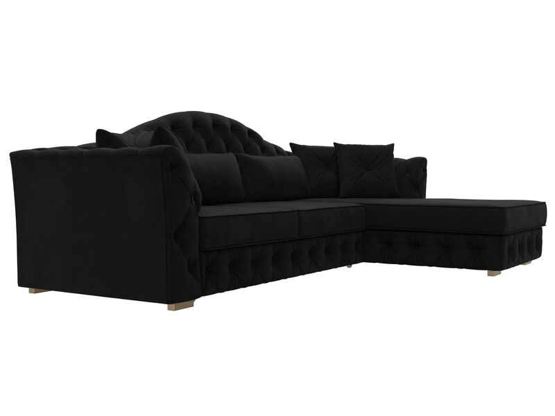 Диван угловой Артис правый угол, Микровельвет, Черный