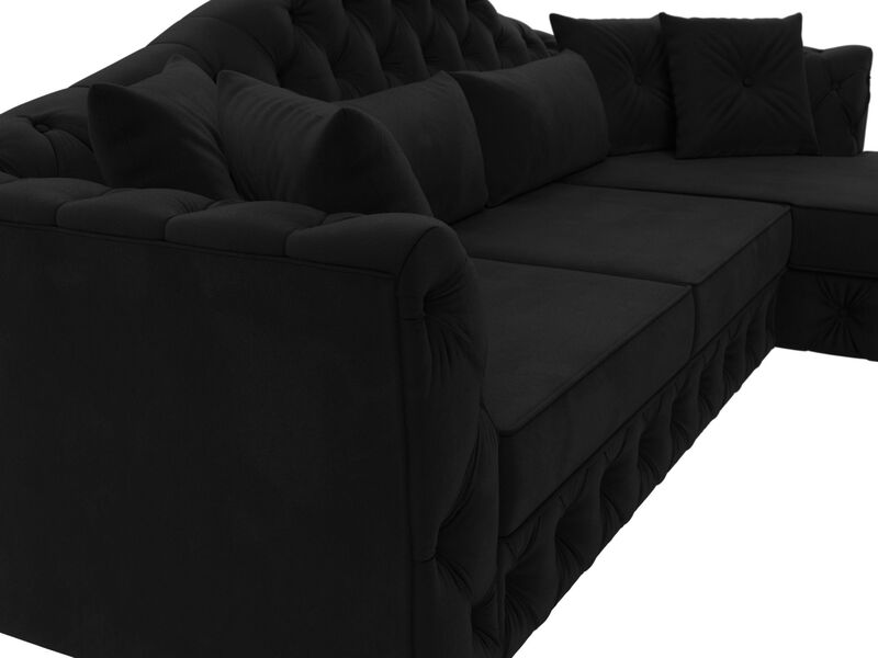 Диван угловой Артис правый угол, Микровельвет, Черный