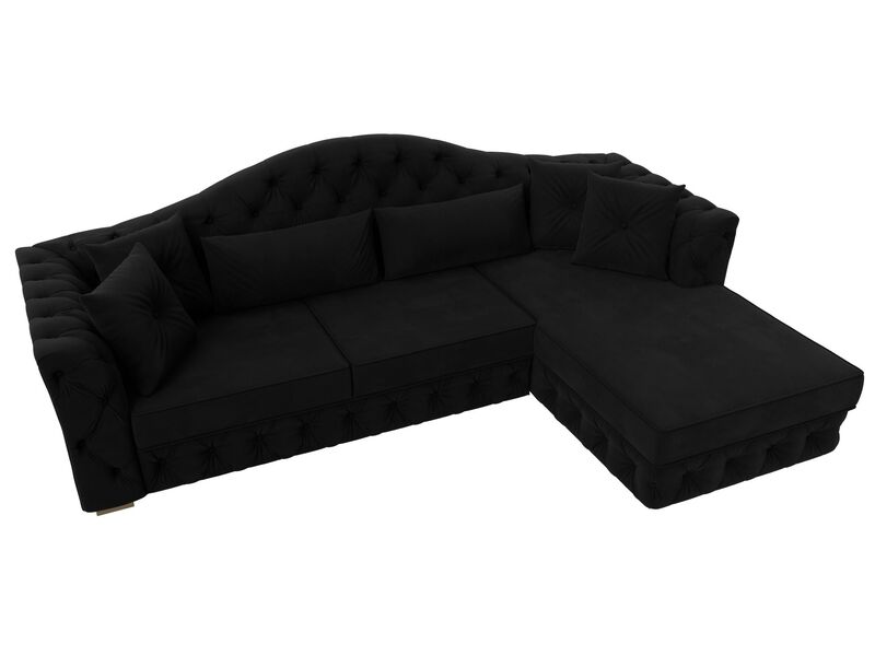 Диван угловой Артис правый угол, Микровельвет, Черный