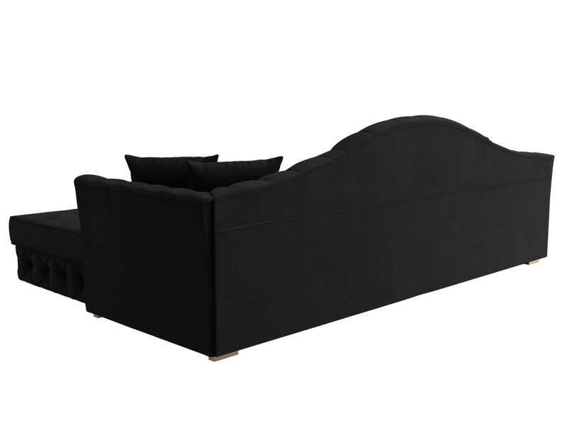 Диван угловой Артис правый угол, Микровельвет, Черный