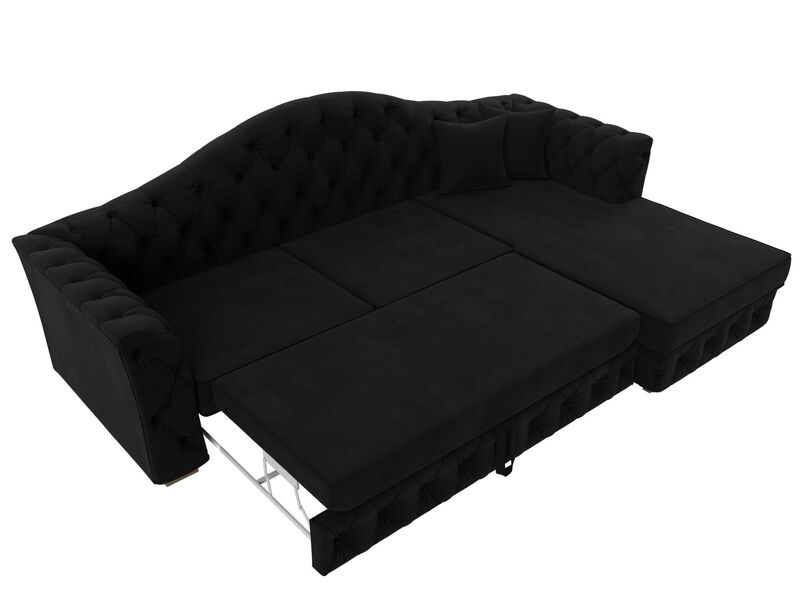 Диван угловой Артис правый угол, Микровельвет, Черный