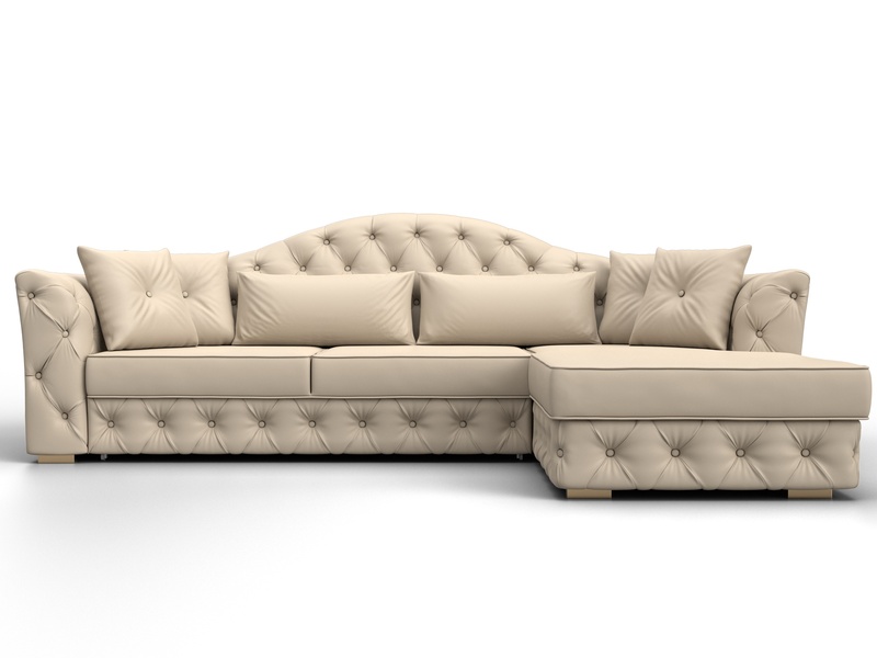 Диван угловой Артис правый угол, Экокожа, Бежевый