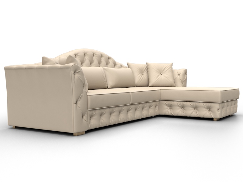 Диван угловой Артис правый угол, Экокожа, Бежевый