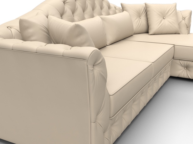 Диван угловой Артис правый угол, Экокожа, Бежевый