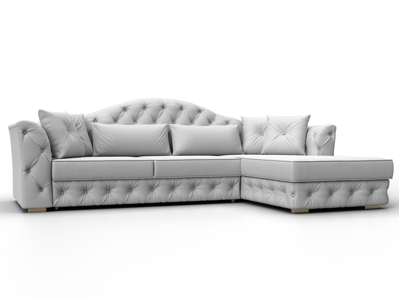 Диван угловой Артис правый угол, Экокожа, Белый