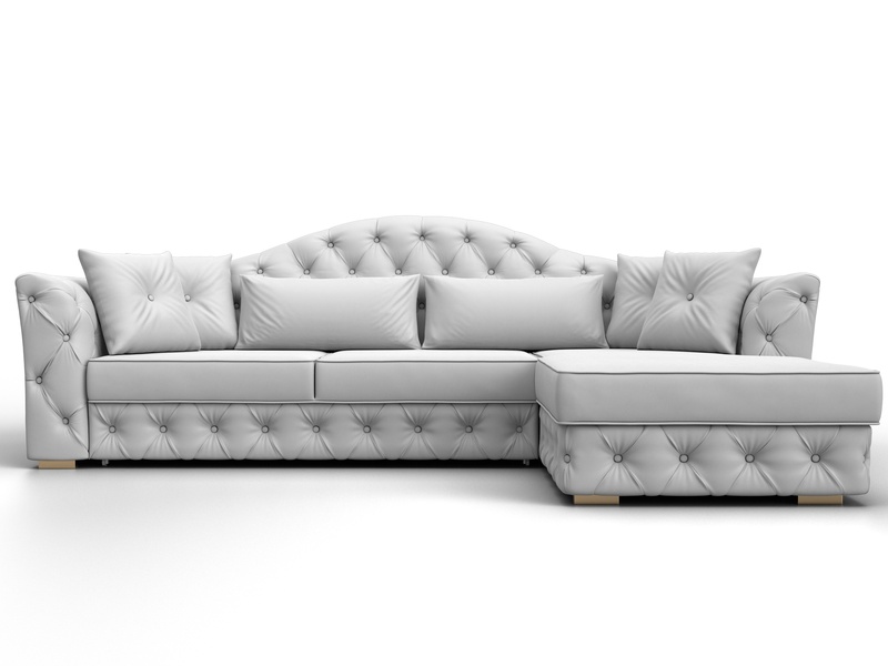 Диван угловой Артис правый угол, Экокожа, Белый