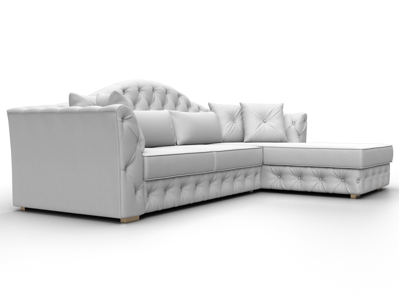 Диван угловой Артис правый угол, Экокожа, Белый