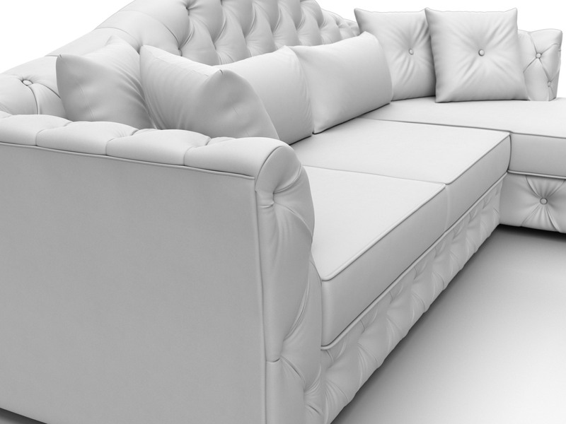 Диван угловой Артис правый угол, Экокожа, Белый