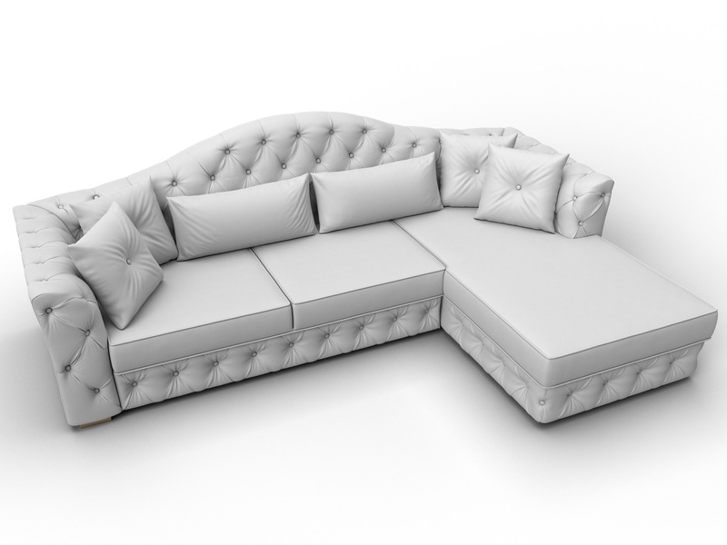 Диван угловой Артис правый угол, Экокожа, Белый