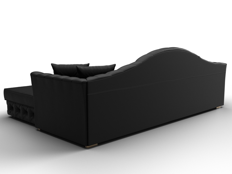 Диван угловой Артис правый угол, Экокожа, Черный