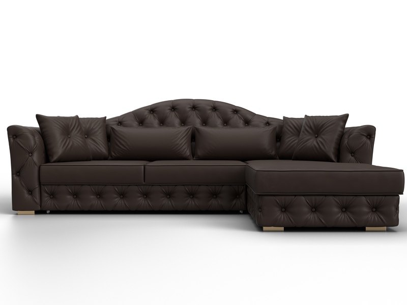 Диван угловой Артис правый угол, Экокожа, Коричневый