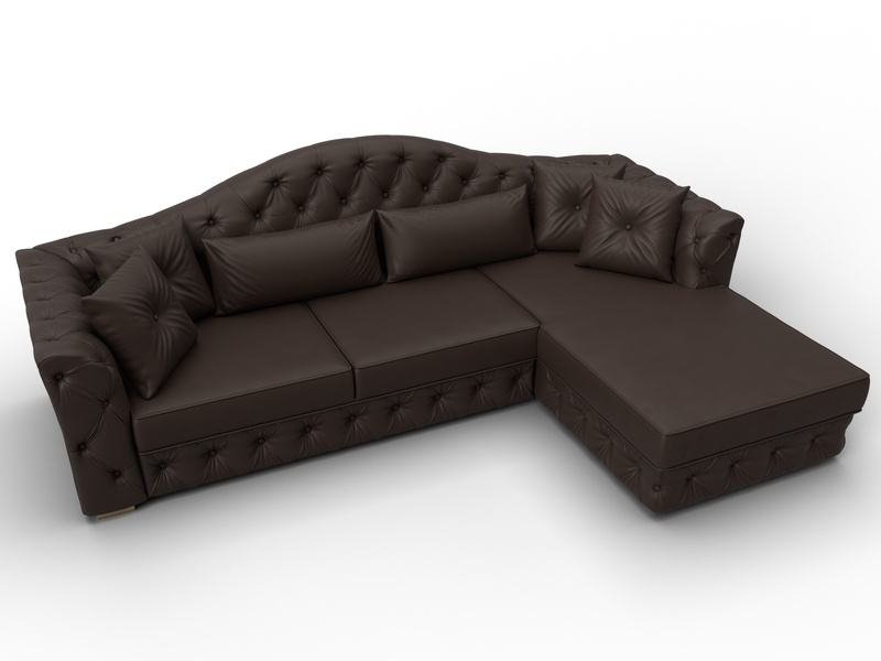 Диван угловой Артис правый угол, Экокожа, Коричневый