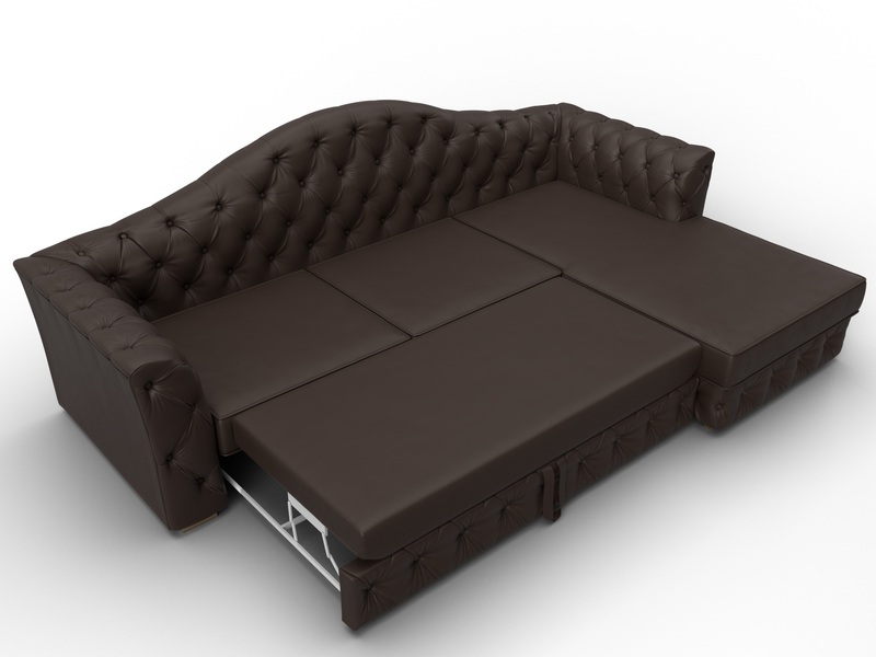 Диван угловой Артис правый угол, Экокожа, Коричневый