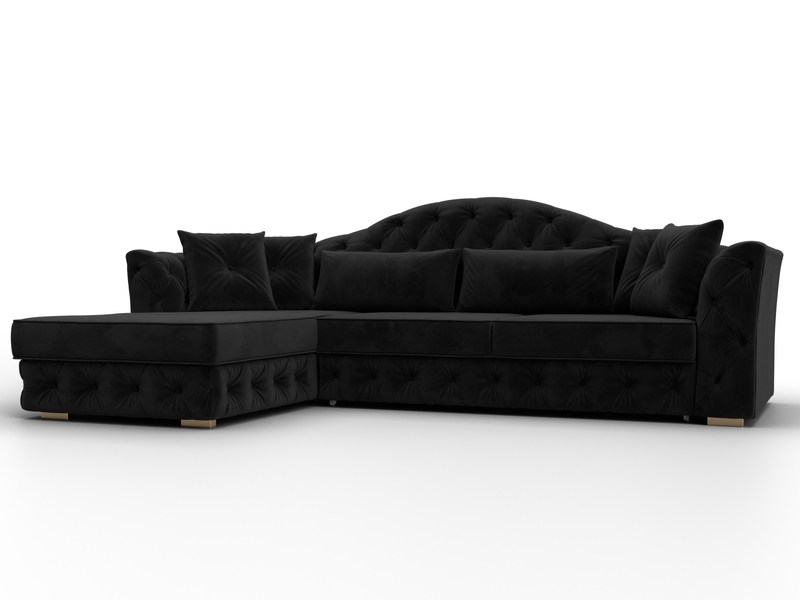 Диван угловой Артис левый угол, Велюр, SEVEN 35 черный