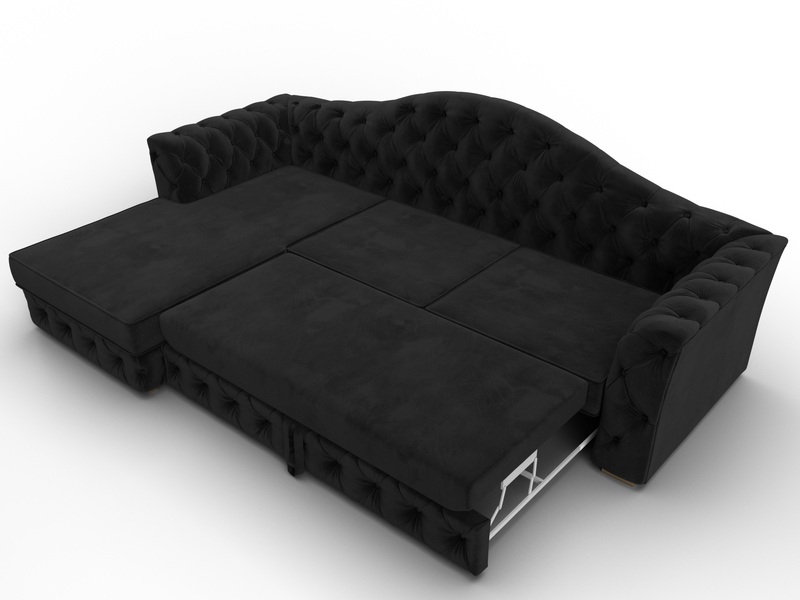Диван угловой Артис левый угол, Велюр, SEVEN 35 черный