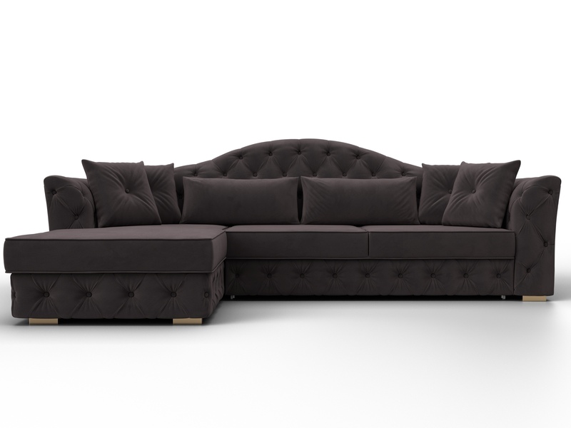 Диван угловой Артис левый угол, Велюр, SEVEN 727 коричневый