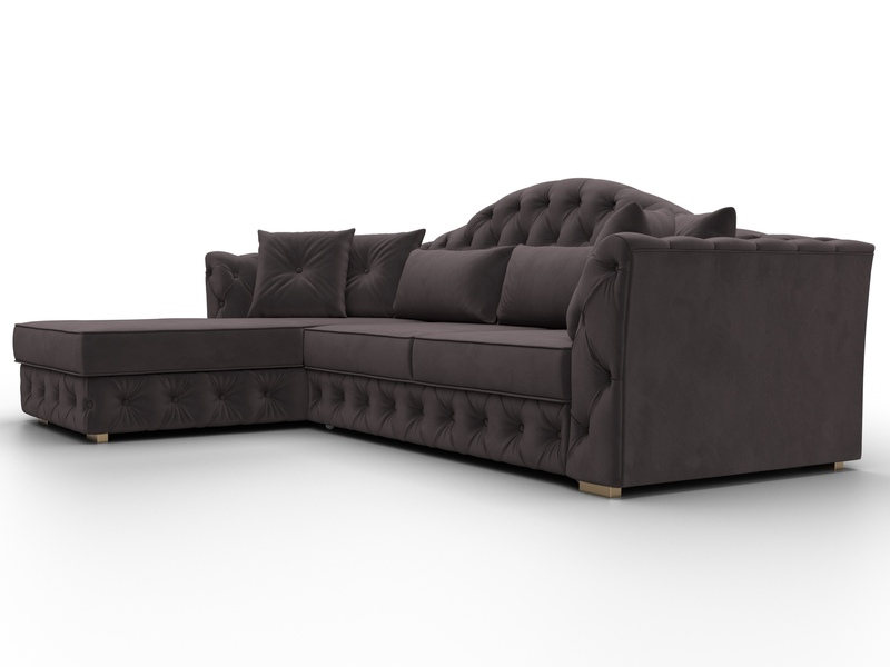 Диван угловой Артис левый угол, Велюр, SEVEN 727 коричневый
