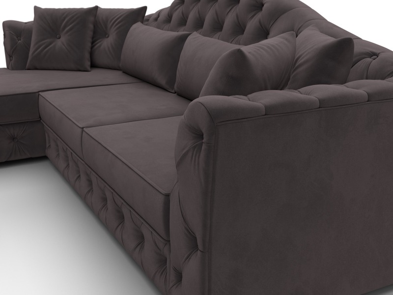 Диван угловой Артис левый угол, Велюр, SEVEN 727 коричневый