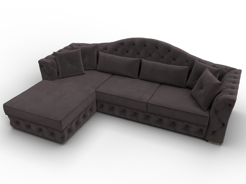 Диван угловой Артис левый угол, Велюр, SEVEN 727 коричневый