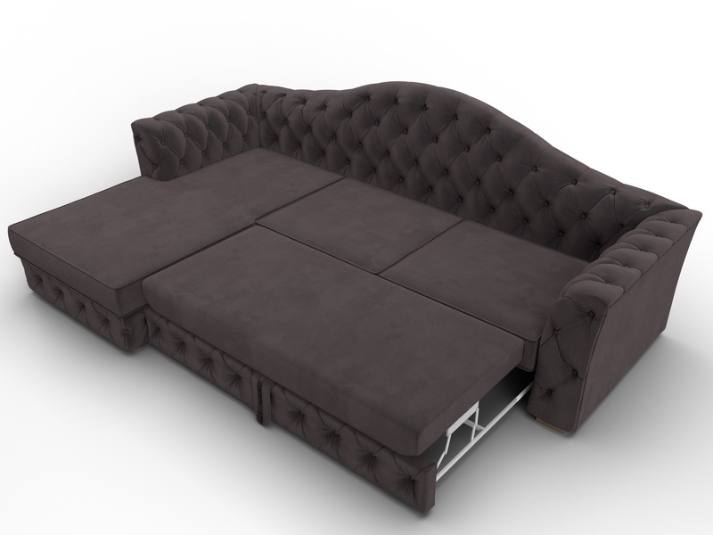 Диван угловой Артис левый угол, Велюр, SEVEN 727 коричневый