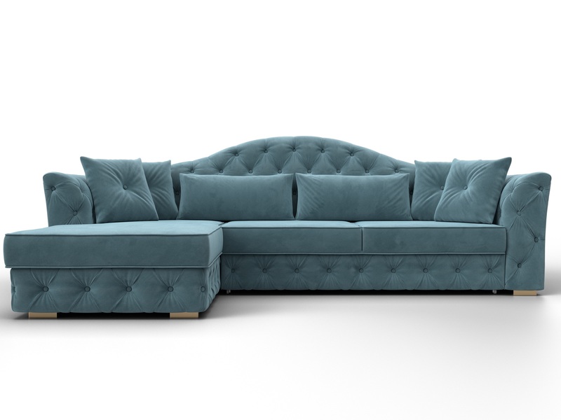 Диван угловой Артис левый угол, Велюр, SEVEN 113 бирюзовый