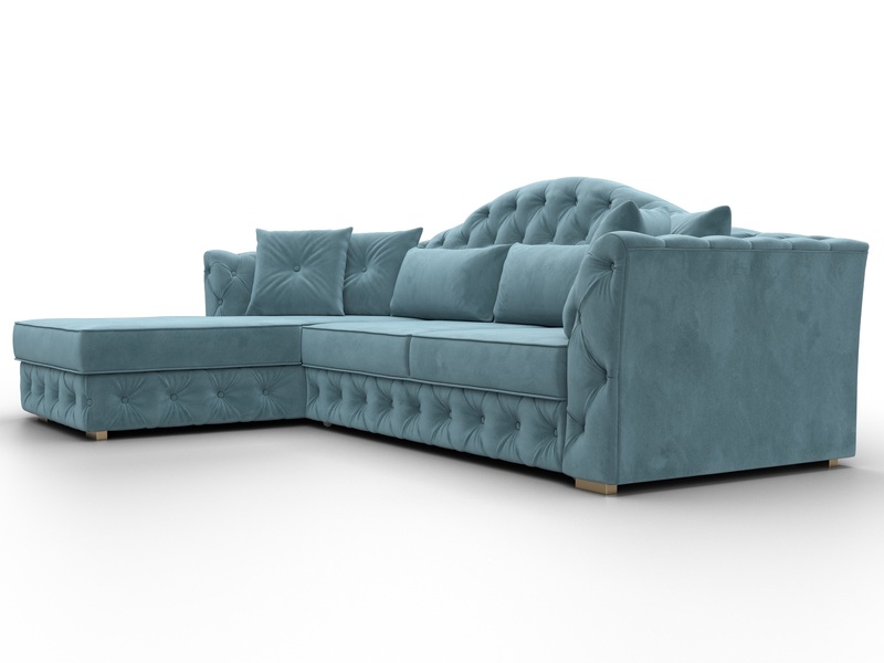 Диван угловой Артис левый угол, Велюр, SEVEN 113 бирюзовый