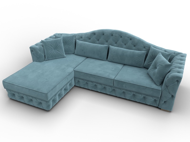 Диван угловой Артис левый угол, Велюр, SEVEN 113 бирюзовый