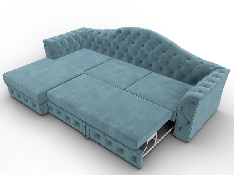 Диван угловой Артис левый угол, Велюр, SEVEN 113 бирюзовый