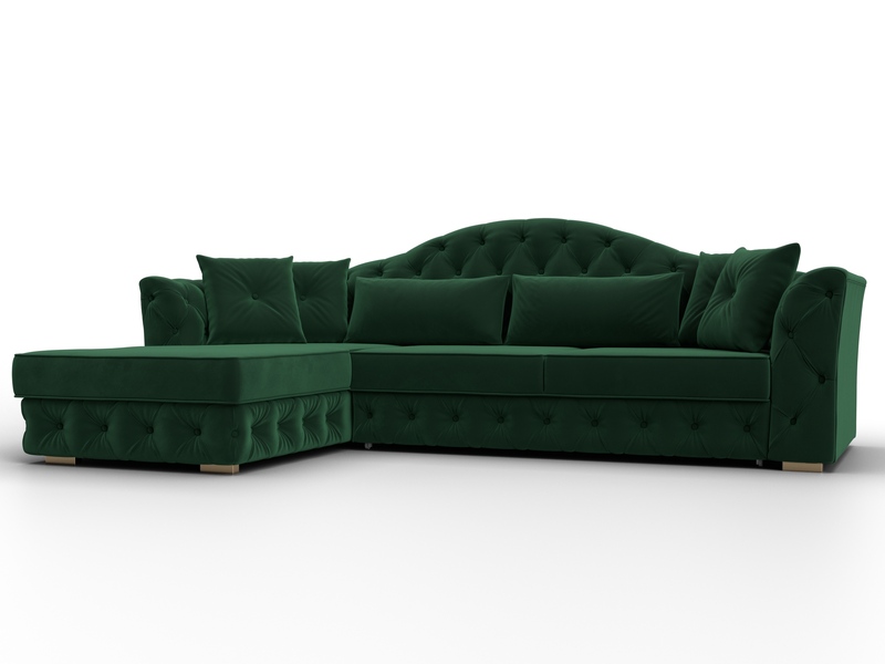 Диван угловой Артис левый угол, Велюр, SEVEN 626 зеленый