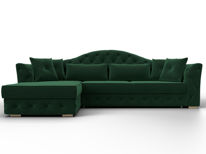 Диван угловой Артис левый угол, Велюр, SEVEN 626 зеленый