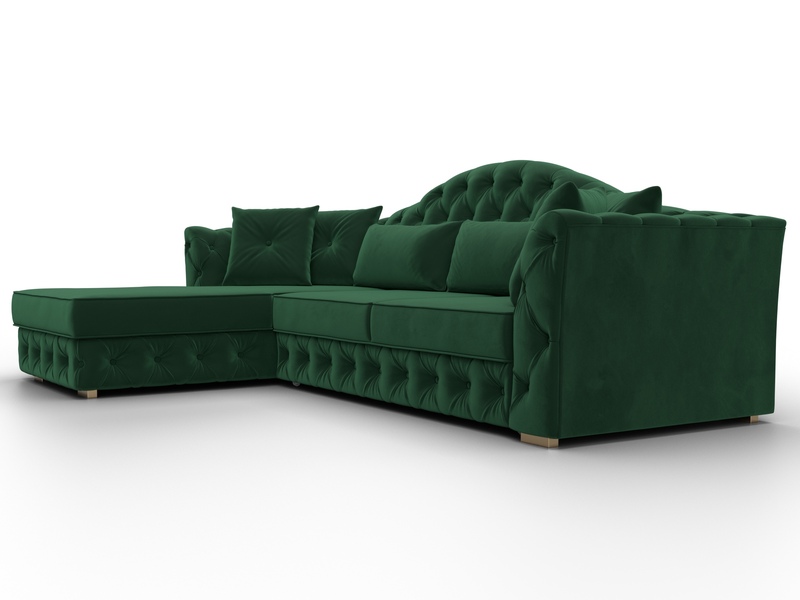 Диван угловой Артис левый угол, Велюр, SEVEN 626 зеленый