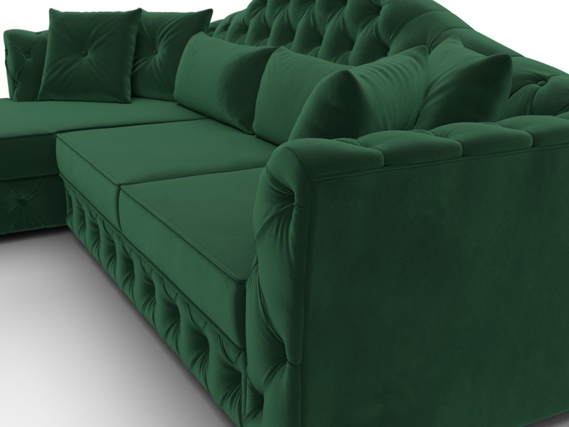 Диван угловой Артис левый угол, Велюр, SEVEN 626 зеленый