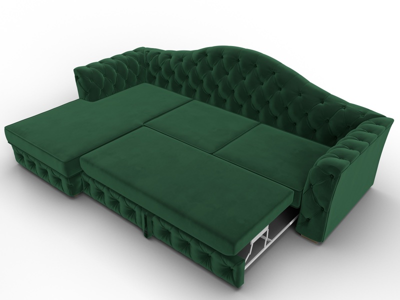 Диван угловой Артис левый угол, Велюр, SEVEN 626 зеленый