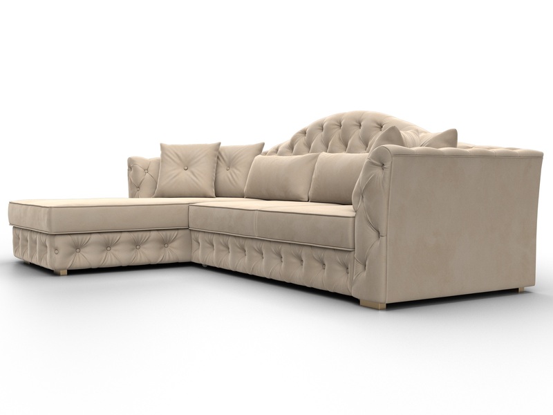 Диван угловой Артис левый угол, Велюр, SEVEN 729 бежевый