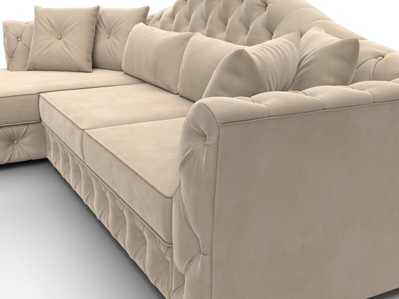 Диван угловой Артис левый угол, Велюр, SEVEN 729 бежевый