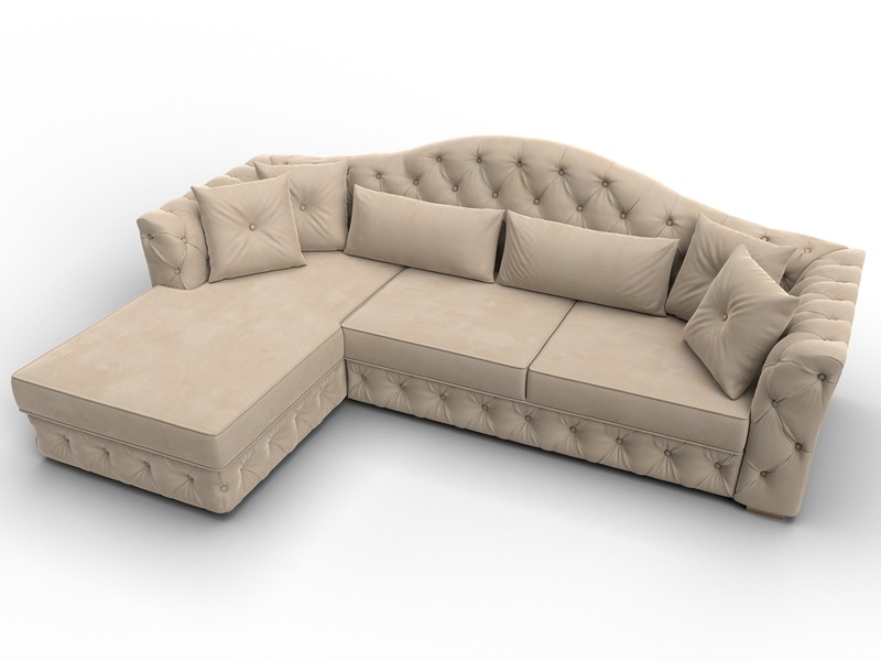 Диван угловой Артис левый угол, Велюр, SEVEN 729 бежевый