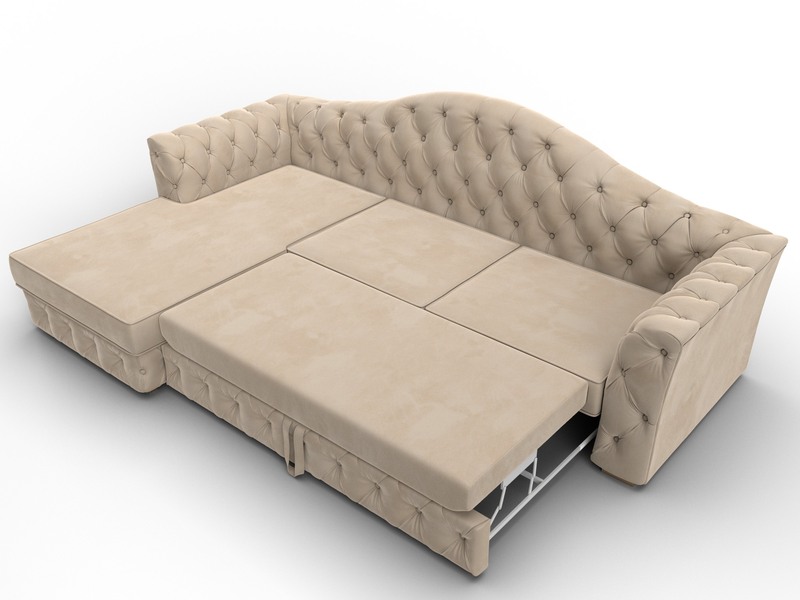 Диван угловой Артис левый угол, Велюр, SEVEN 729 бежевый