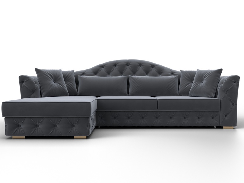 Диван угловой Артис левый угол, Велюр, SEVEN 17 серый