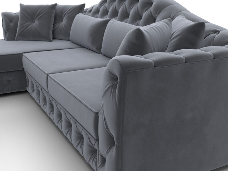 Диван угловой Артис левый угол, Велюр, SEVEN 17 серый