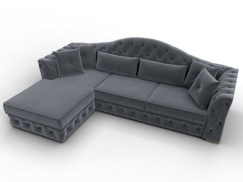 Диван угловой Артис левый угол, Велюр, SEVEN 17 серый