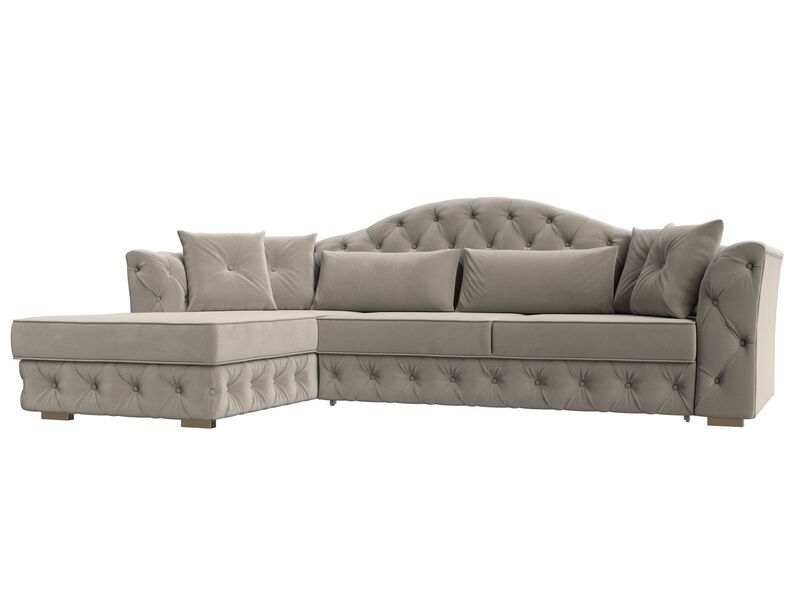 Диван угловой Артис левый угол, Микровельвет, Бежевый