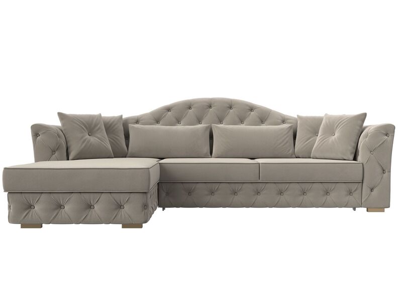 Диван угловой Артис левый угол, Микровельвет, Бежевый