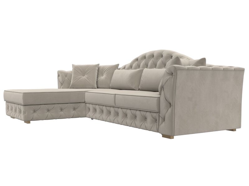 Диван угловой Артис левый угол, Микровельвет, Бежевый